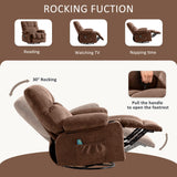 Soft Fabric Recliner Chair With Heat and Massage - Oversized Manual Rocking Recliner for Adults - Big and Tall With 2 Cup Holders for Living Room Fantasylab