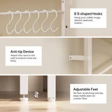 SUPERJARE Kitchen Bakers Rack with Power Outlet, Coffee Bar Table 4 Tiers, Microwave Stand with 6 S-Shaped Hooks, Storage Shelf Rack for Spices, Pots and Pans - White SUPERJARE