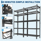 Metal Storage Shelving Unit, 5-Tier Adjustable Storage Rack Heavy Duty Garage Shelves, 2000 lbs for Garage, Kitchen, Bathroom, Warehouse, 36”W x 16”D x 72”H, 2 Pack SLEKVERSA