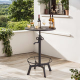 LOKKHAN Industrial Bar Table-33.5-39.4 Inch Tall-Adjustable Bar Height Pub Table-23.7 Inch Swivel Round Metal Top-Easily Adjusts by Crank Handle, Black LOKKHAN