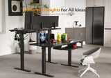 Claiks Standing Desk with Keyboard Tray, Standing Desk Adjustable Height, Raising Desks for Home Office and Computer Workstation, 55 Inches, Black Claiks