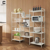 CAPHAUS Triple Column 4 Tier Bookshelf, Industrial Triple Bookcase with 11 Open Display Shelves, Adjustable Wide Shelf for Living Room, Bedroom, Home and Office, White CAPHAUS