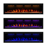 Valuxhome Electric Fireplace, 60 Inches Fireplace, Recessed and Wall Mounted Fireplaces for Living Room with Remote, Overheating Protection, Logset and Crystal, Touch Screen, 1500W/750W, Black Valuxhome