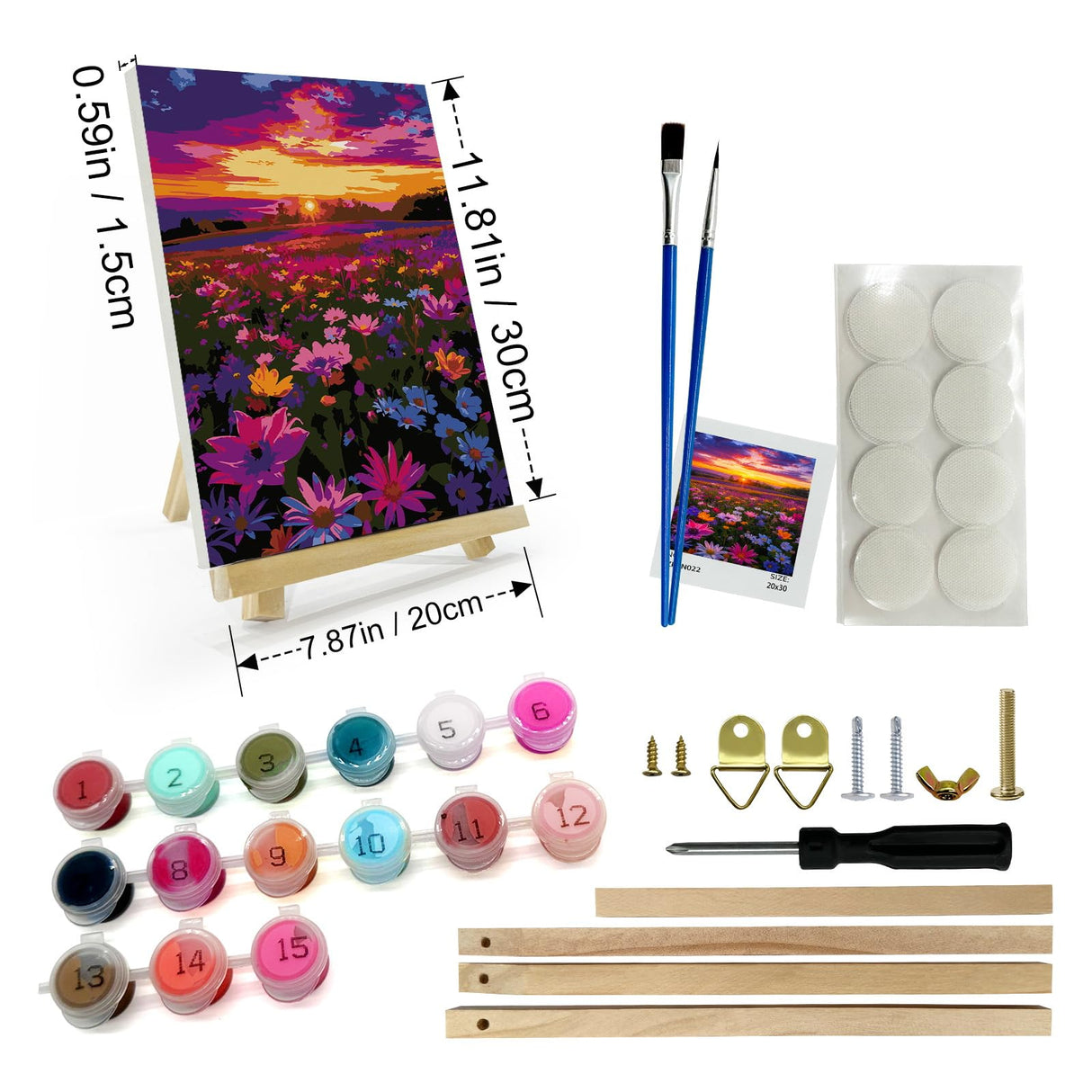 JOOZ Flowers Paint by Numbers Kit for Adults with Frame, Paint by Number with Easel, Adults Paint by Number Kits Framed Canvas, DIY Sunset Oil Painting Kit for Home Wall Decor 8 x 12 Inch JOOZ