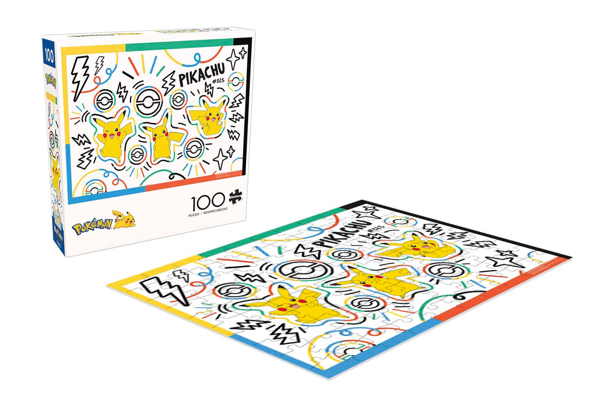Buffalo Games - Pokemon -: Doodle Pikachu - 100 Piece Jigsaw Puzzle for Families -Challenging Puzzle Perfect for Game Nights - Finished Size is 15.00 x 11.00 Buffalo Games