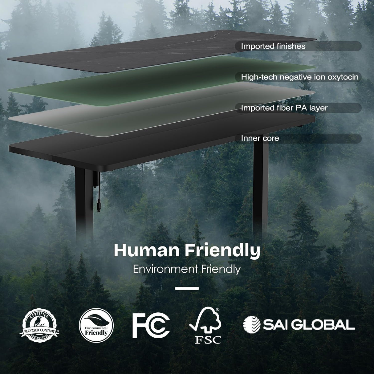 Monomi Height Adjustable Electric Standing Desk, 55 x 24 Inches Stand up Desk, Sit Stand Home Office Computer Desk(Black Frame+Marble Black Top) Monomi