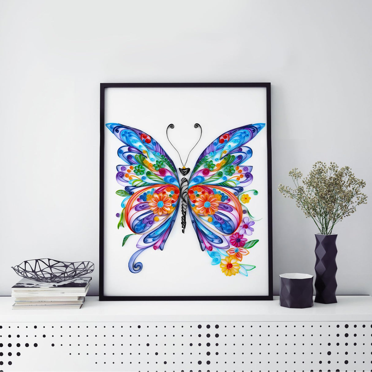 Uniquilling Quilling Kit, Paper Quilling Kits, 16 * 20-in Butterfly Paper Filigree Kits with Quilling Tools& Using Manual, DIY Quilling Artwork Modern Wall Art for Living Room Uniquilling