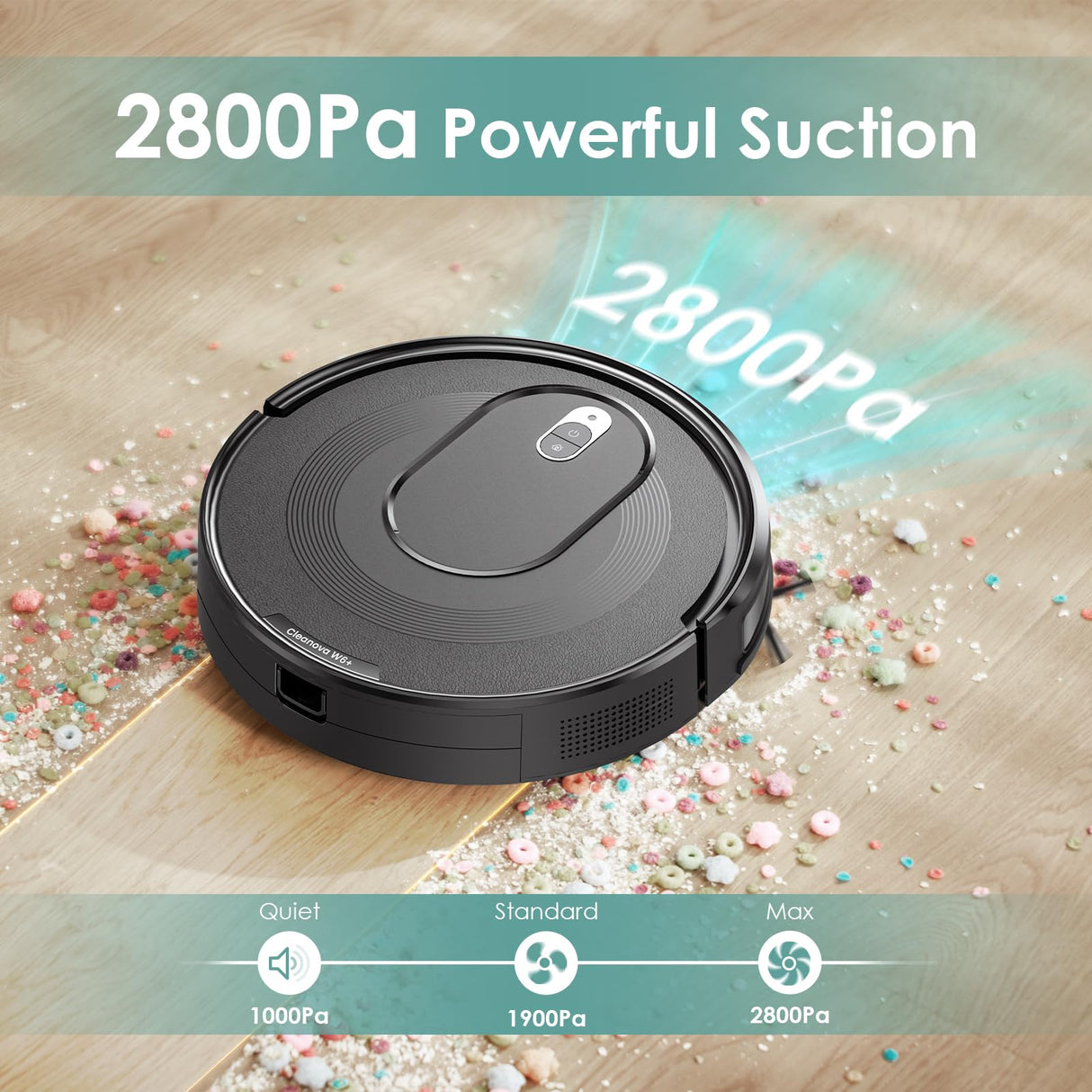 KOZVIX W6+ Robot Vacuum Cleaner,2800Pa Suction,720ml Large Capacity,120 Mins Runtime,Self-Charging Slim Robotic Vacuums,APP/Voice/Remote Control,No Entanglement Suction Port Ideal for Pet (Black) KOZVIX