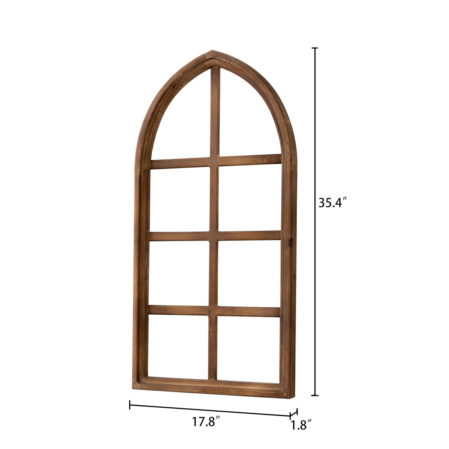 Sintosin Rustic Wooden Window Frames for Wall Decor 18 X 36 Inches, Hanging Burning Finish Farmhouse Arched Faux Window Frame, Cathedral Window Pane Wall Decor for Fireplace Bedroom Living Ro - WoodArtSupply