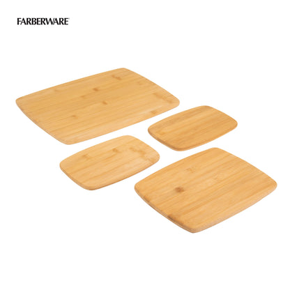 Farberware 4-Piece Reversible Bamboo Cutting And Charcuterie Board Set, Assorted Size