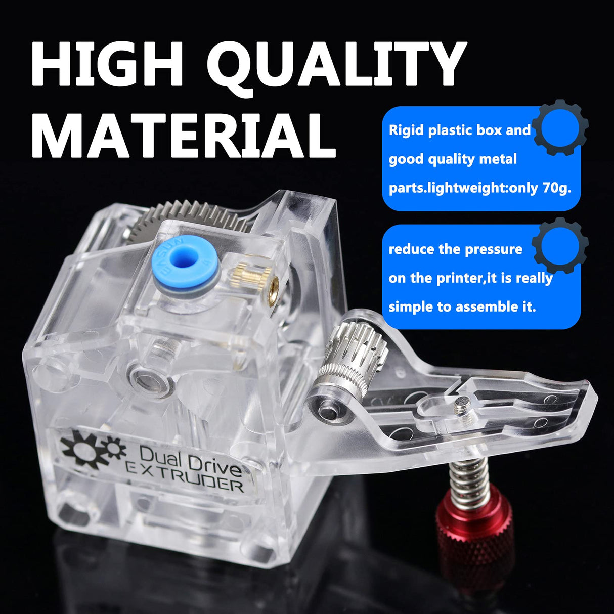 Haldis 3D Extruder DDB Universal Nickel Plated Gear Dual Drive 3D Printer Extruder for Ender 3 Pro Ender 5 Pro CR10S Pro, Mega S, Prusa I3 Other DIY 3D Printer Kit (DDB Right) WoodArtSupply