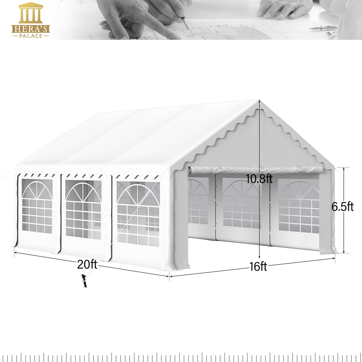 HERA'S PALACE 16'x 20' Outdoor Tents for Parties, Large Canopy Tent with 8 Removable Sidewalls, Heavy Duty Party Tent for Graduation, Wedding and Birthday HERA'S PALACE