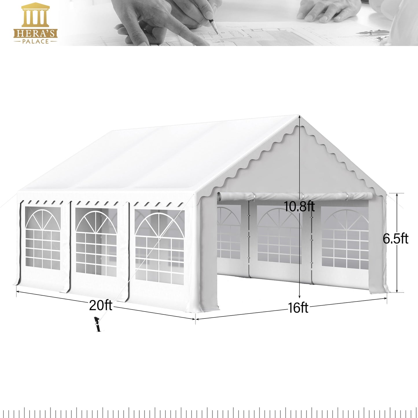 HERA'S PALACE 16'x 20' Outdoor Tents for Parties, Large Canopy Tent with 8 Removable Sidewalls, Heavy Duty Party Tent for Graduation, Wedding and Birthday