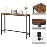 HOOBRO Console Table, Sofa Table with Support Bar, Hallway Entrance Table for Living Room, Entryway, Corridor, Sturdy, Easy Assembly, Wood Look Accent Table, Rustic Brown and Black BF751XG01 HOOBRO