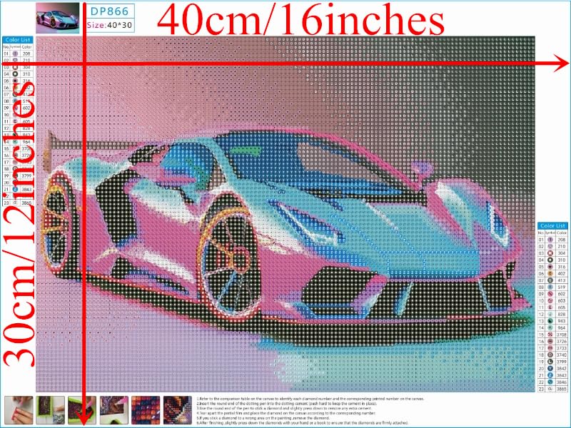 NIHO-JIUMA Diamond Painting Kits Sports Car, DIY 5D Full Drill Diamond Art Gift for Adult/Teen, Home Decoration (30x40cm/12x16 Inches) NIHO-JIUMA