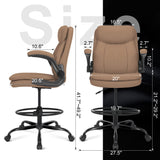Misolant Tall Office Chair, Drafting Chair for Standing Desk, High Desk Chair with Adjustable Height and Flip-up Arm, Leather Office Drafting Chair, High Office Chair for Counter Height Desk Misolant