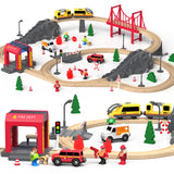 Giant bean 72PCS Wooden Train Tracks & Trains, Gift Packed Toy Railway Kits for Kids, Toddler Boys and Girls 3,4,5 Years Old and Up Giant bean