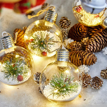 Wonnisx-2 Packs 8cm*8cm LED Christmas Tree Balls/LED Christmas Lights，Christmas Tree Decoration Ball/Glowing Transparent Christmas Balls