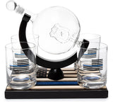 Police Officers Decanter - Whiskey and Wine Set 850ml & Four 10oz Glasses, Thin Blue Line Flag Base - Law Enforcement Gifts, Police & Police Academy, Gift Set First Responders! Gifts for Dad The Wine Savant