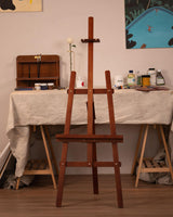 DJAR Wooden Art Easel for Painting,Adjustable Pine Wood Floor Easels for Adults Artist Beginners,Hold Canvas up to 39'',Tool-Less Installation Easel,Walnut DJAR