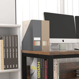 TOPSKY Rustic Brown Computer Desk with Bookshelf and Metal Cable Grommet - 55" Thick & Sturdy Design TOPSKY