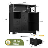 Yoobure Storage Cabinet with Doors and Shelves, LED Coffee Bar Cabinet with Power Outlet, Farmhouse Kitchen Buffet Cabinet with Drawers Accent Pantry Cabinet Sideboard for Living Room Entryway Yoobure