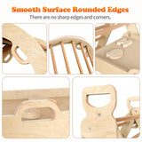 Xickboke Pikler Triangle Set Flag Style Wooden Montessori Climbing Set Foldable Pickler-3-Piece Climbing Gym with Triangle Climbing Frame, Arch, Ramp, Indoor Climbing Toys for Children Aged 1-3 Xickboke