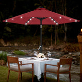 MASTERCANOPY Patio Umbrella with 32 Solar LED Lights for Outdoor Market Table -8 Ribs(7.5ft,Burgundy) MASTERCANOPY