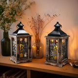 Homemory Rustic Christmas Farmhouse Lantern Decor, Wood & Metal 16'' Candle Lantern Hanging Candle Holders for Outdoor Indoor Home Living Room Patio Porch Table (Wood) Homemory