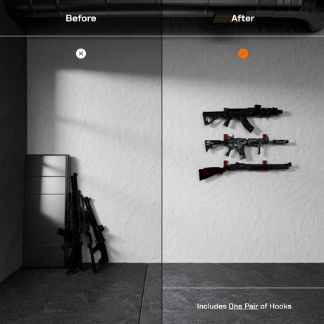 Hold Up Displays Gun Wall Mount - AR, Rifle, Shotgun Holder, Bow Hanger, Hooks - Walnut Hardwood Display From Wisconsin - Made in USA Hold Up Displays