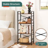 Yoobure 4 Tier Bookshelf - Small Book Shelf Industrial Bookcase, Narrow Book Case Book Storage Organizer for CD/Movie/Book, Bookshelves for Bedroom Office Living Room Berry Brown Yoobure