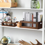 FillTouch 4 Pcs Wooden Nesting Countertop Baskets Set 4 Size Wooden Storage Box with Handles and Metal Wire Multipurpose Wood Organizer Crate for Fruit Vegetable Kitchen Cabinet Bathroom(Walnut) FillTouch