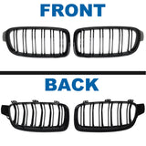 BILLDIO F30 Grille - Front Kidney Grille Double Slats Glossy Black Compatible with 2012-2018 BMW 3 series F30 F31 320i 328i 328d 330e 330i 335i 340i 328i,BMW F30 Black Kidney Grille BILLDIO