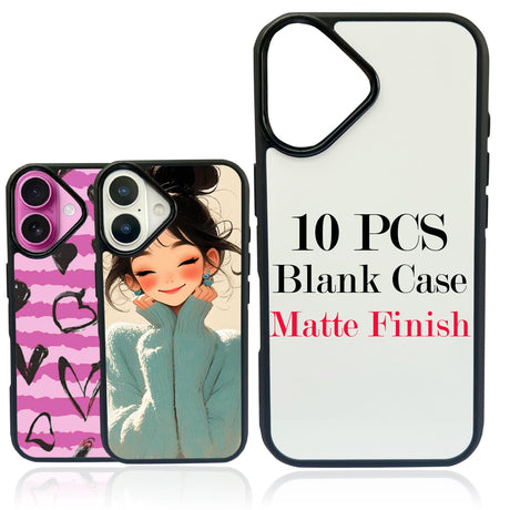 JUSTRY 10PCS Sublimation Blanks Phone Case Cover Printable Phone Cases Designed for iPhone 16, 6.1" Soft Rubber Case + Aluminum Insert,Custom Printable, Anti-Slip Phone Shockproof Cover Black JUSTRY