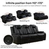 Caberryne Power Recliner Sofa Set with LED Lights,Leather Reclining Sofa and Loveseat Set with USB Port/Cup Holder,Living Room Furniture Set for House/Home Theater(2 Piece Set,Black) Caberryne