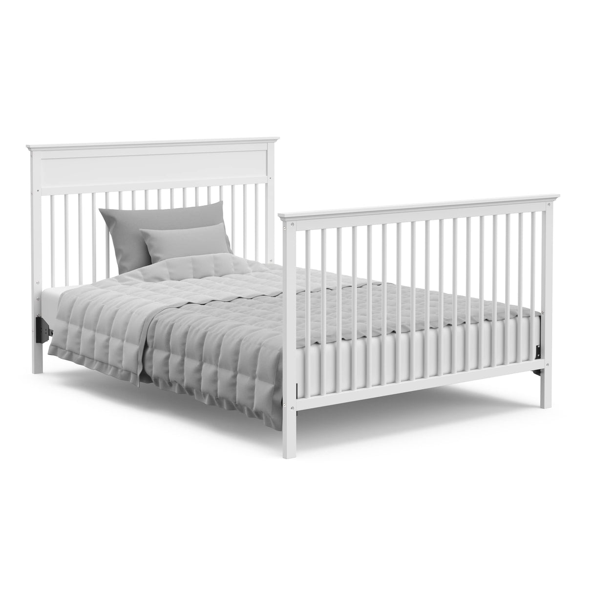 Storkcraft Carmel 5-in-1 Convertible Crib (White) - GREENGUARD Gold Certified, Converts to Toddler Bed & Full-Size Bed, Fits Standard Full-Size Crib Mattress, 4 Adjustable Mattress Heights Storkcraft