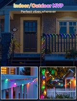 Smart RGB+IC Permanent String Lights Indoor and outdoor 76ft 200 LEDs Music Sync 110+ Scene Modes IP65 Waterproof With Alexa & Google Compatibility For Parties Holidays Everyday Ambiance Christmas PAIFAM