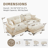 SoarTalent 93.7" Modern Oversized Modular Sectional Sofa 2-Seater Loveseat L-Shaped Cloud Couch with Ottoman,Pillows and Overthick Cushion for Living Room,Home Theater,Apartment,Velvet,Beige SoarTalent