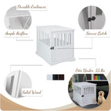 Casual Home Wooden Decorative Indoor Kennel Dog Crate End Table Night Stand Furniture with Lockable Gate for Medium Pets Up to 25 Pounds, White Casual Home