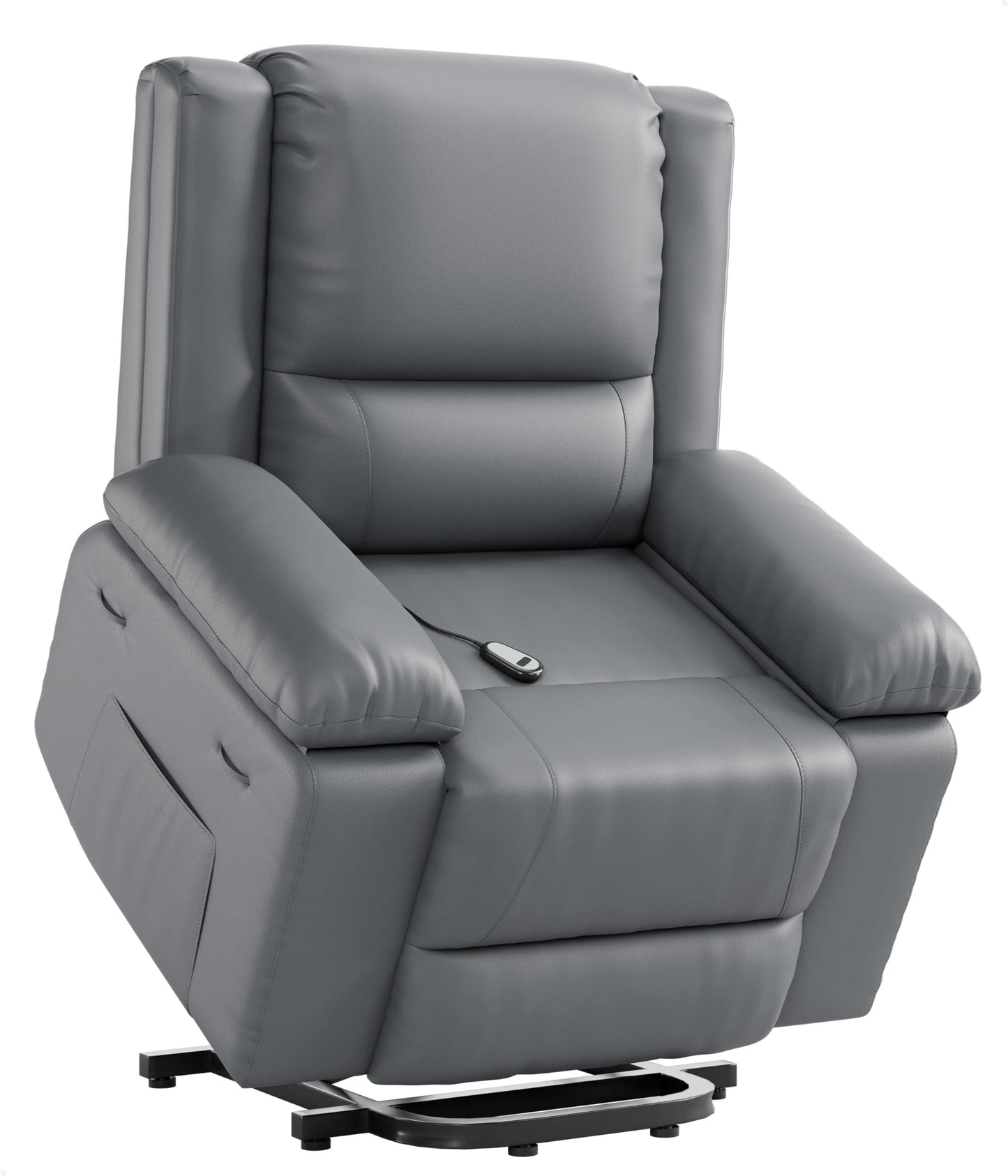 GarveeHome Power Lift Recliner Chair - Heat and Massage, Adjustable Back and Legs, Pu Leather Electric Lift Chair Designed for The Elderly and People with Mobility Impaired