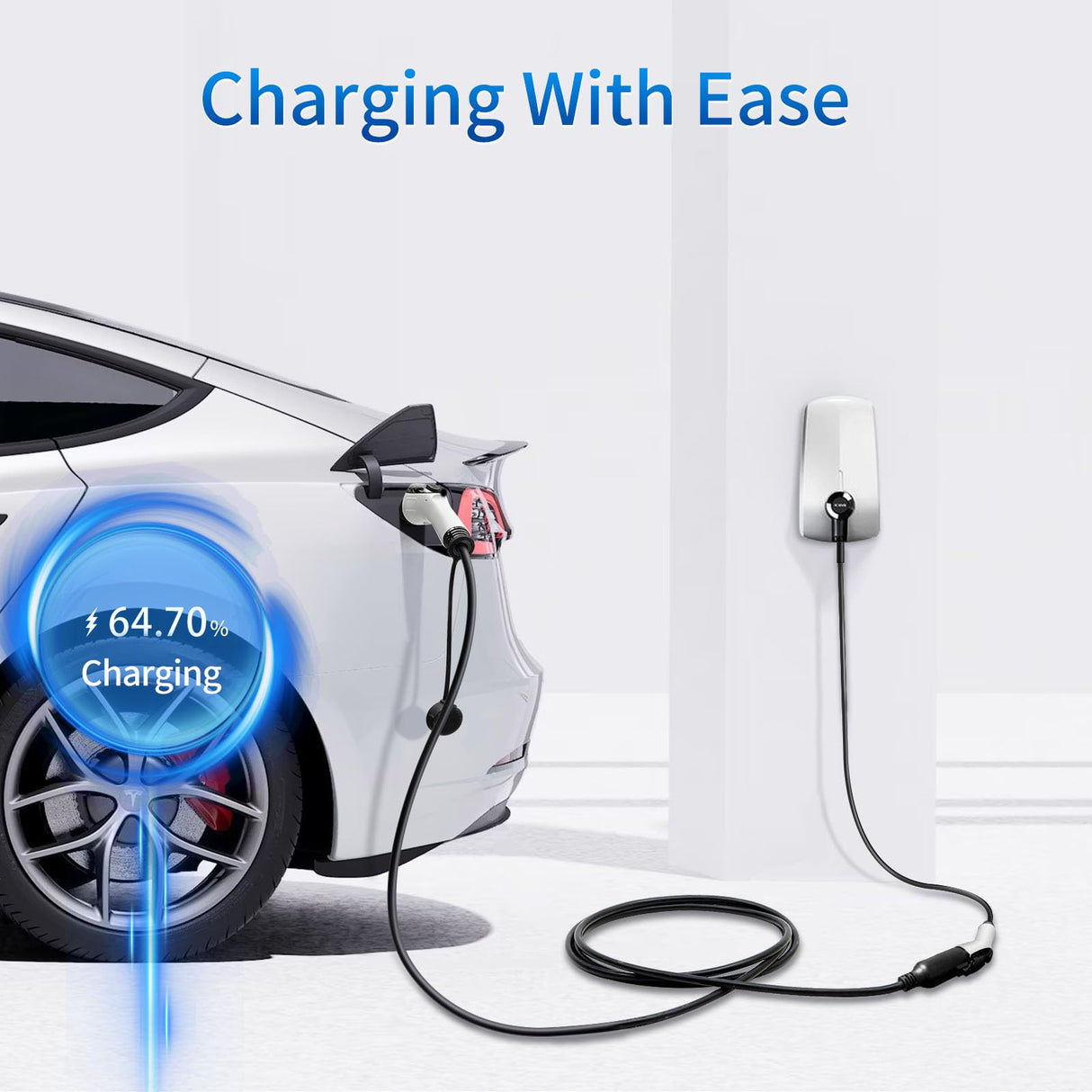 WenStorm 48A 20ft J1772 EV Extension Cable, Level 2 EV Charger Extension Cord, Heavy-Duty 240V EV Extension Cable for Fast Charging WenStorm