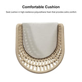 PURPLE LEAF Outdoor Rattan 24" Counter Height Bar Stools Chair Set of 2, Modern Upholstered Patio Bar Stool with Backrest for Indoor and Outdoor, Kitchen Island, Teak PURPLE LEAF