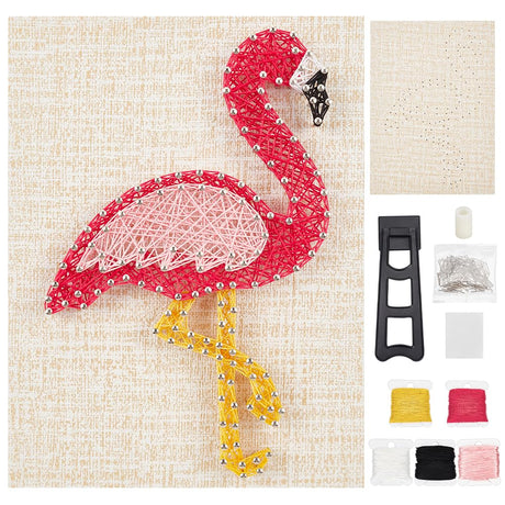 WEBEEDY DIY String Art Kit Craft for Beginners Flamingo String Art Nail String Art Kit DIY Craft Kit Art Supplies DIY Craft Projects Winding Drawing Package Set Christmas Unique Wall Decor Gift WEBEEDY