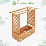 HAPPYGRILL Raised Garden Bed with Trellis, Freestanding Garden Planter Box with Side & Top Trellis, Drainage Holes, Wooden Planter Raised Bed for Vine Climbing Plants, Vegetables, Flowers, Herbs HAPPYGRILL