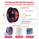 ZIRO PLA Filament 1.75mm, Shining Red 3D Printer Filament Silky, Silk 3D Printing Filament, Dimensional Accuracy +/- 0.03mm, Fit Most 3D FDM Printers Metal Metallic 1KG/2.2lb Spool ZIRO