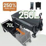 TIMBER RIDGE 51.2'' Extended Collapsible Wagon Cart with Cargo Net, 350LBS Heavy Duty Foldable Utility Wagon with Adjustable Handle, 250L Capacity Portable Cart for Camping Sports Shopping, Grey TIMBER RIDGE