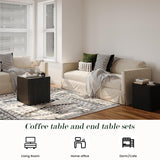UNDUSLUY Nesting Coffee Table Set of 2, Modern Coffee Table and End Table Sets, Small Wooden Nesting Side Tables for Living Room Bedroom Apartment(Black) UNDUSLUY