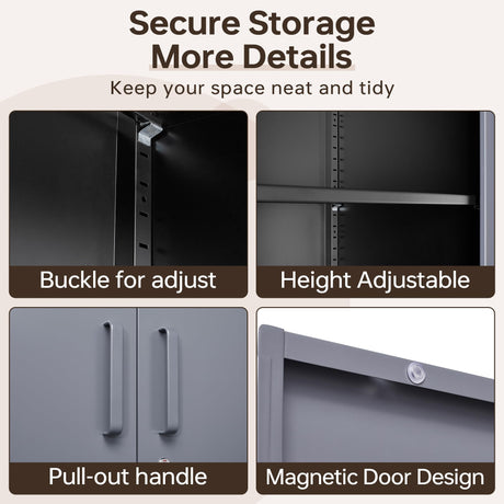 AFAIF Metal Storage Cabinet with Lock,71" Garage Cabinet with 2 Doors and 4 Adjustable Shelves, Steel Locking Cabinets Tall Tool Storage Cabinet, Lockable File Cabinet for Home Office, Pantry AFAIF