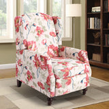 Consofa Upholstered Wingback Recliner Chair, Traditional Push Back Recliner Chair with Padded Seat, Fabric Floral Chair Wingback Recliner with Wooden Legs, Small Recliners for Small Spaces Consofa