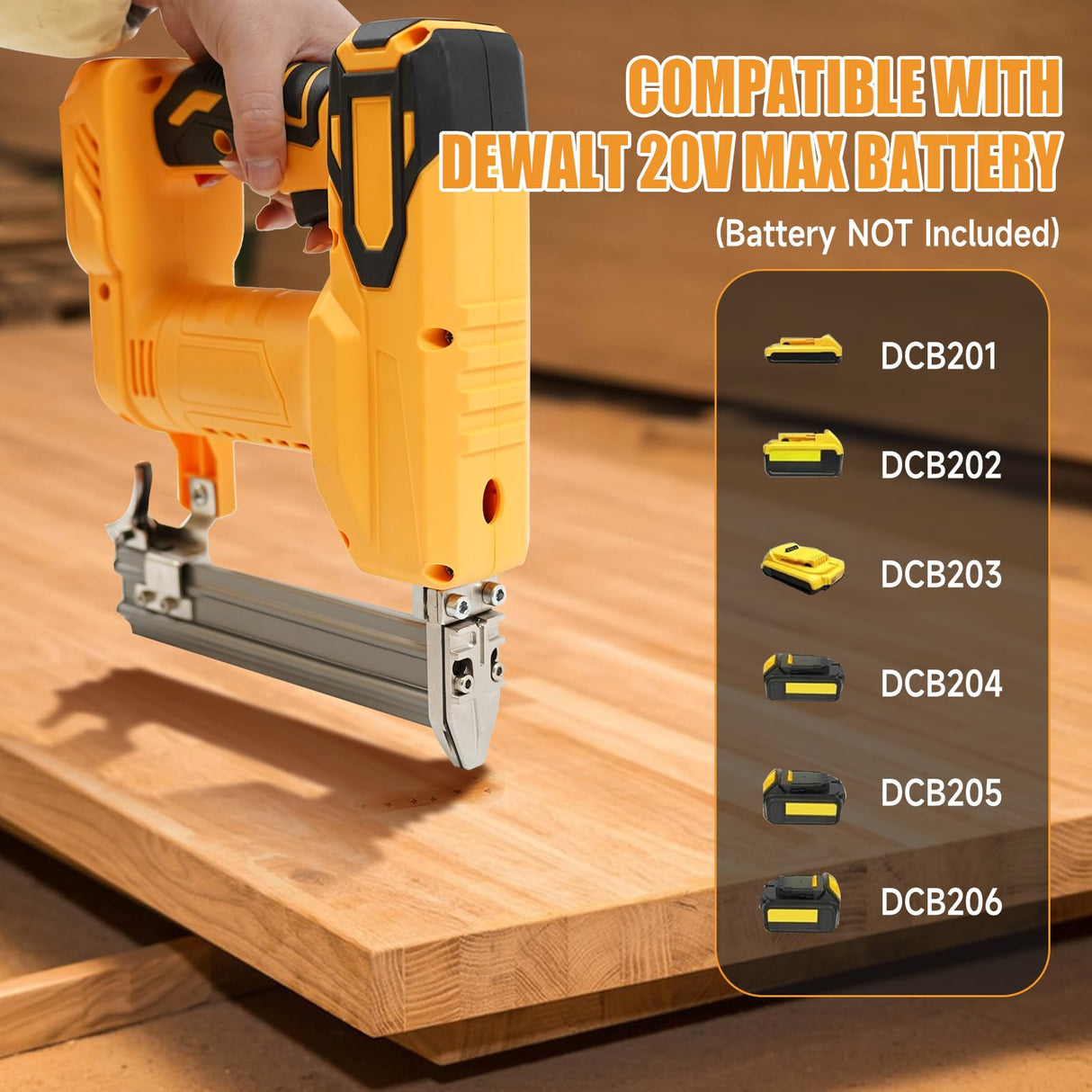 18GA Cordless Brad Nailer for Dewalt 20V MAX Battery, 2-in-1 Electric Nail Gun/Staple Gun, with 1000pcs Nails and 500pcs Staples, for Upholstery Woodworking, Tool Only (Yellow) Yuqutum